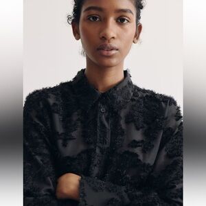 H&M Black Patterned Long Sleeve Top